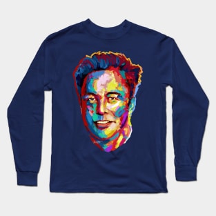 Elon Musk Color Art by Mailson Cello 2021 Long Sleeve T-Shirt